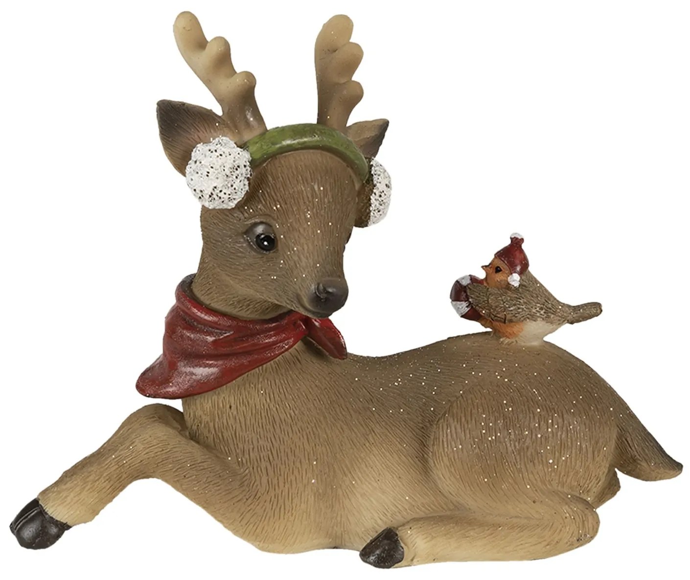 Vianočné dekoratívne soška soba s vtáčikom - 17 * 7 * 13 cm