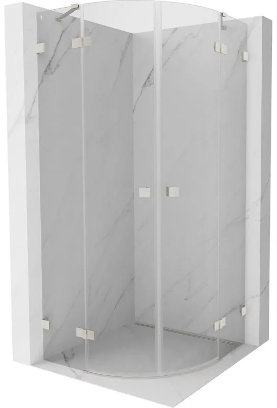 Mexen Lunar, polkruhový výklopný sprchový kút 70 x 70 cm, 8mm číre sklo, oceľový profil, 833-070L-070P-97-00