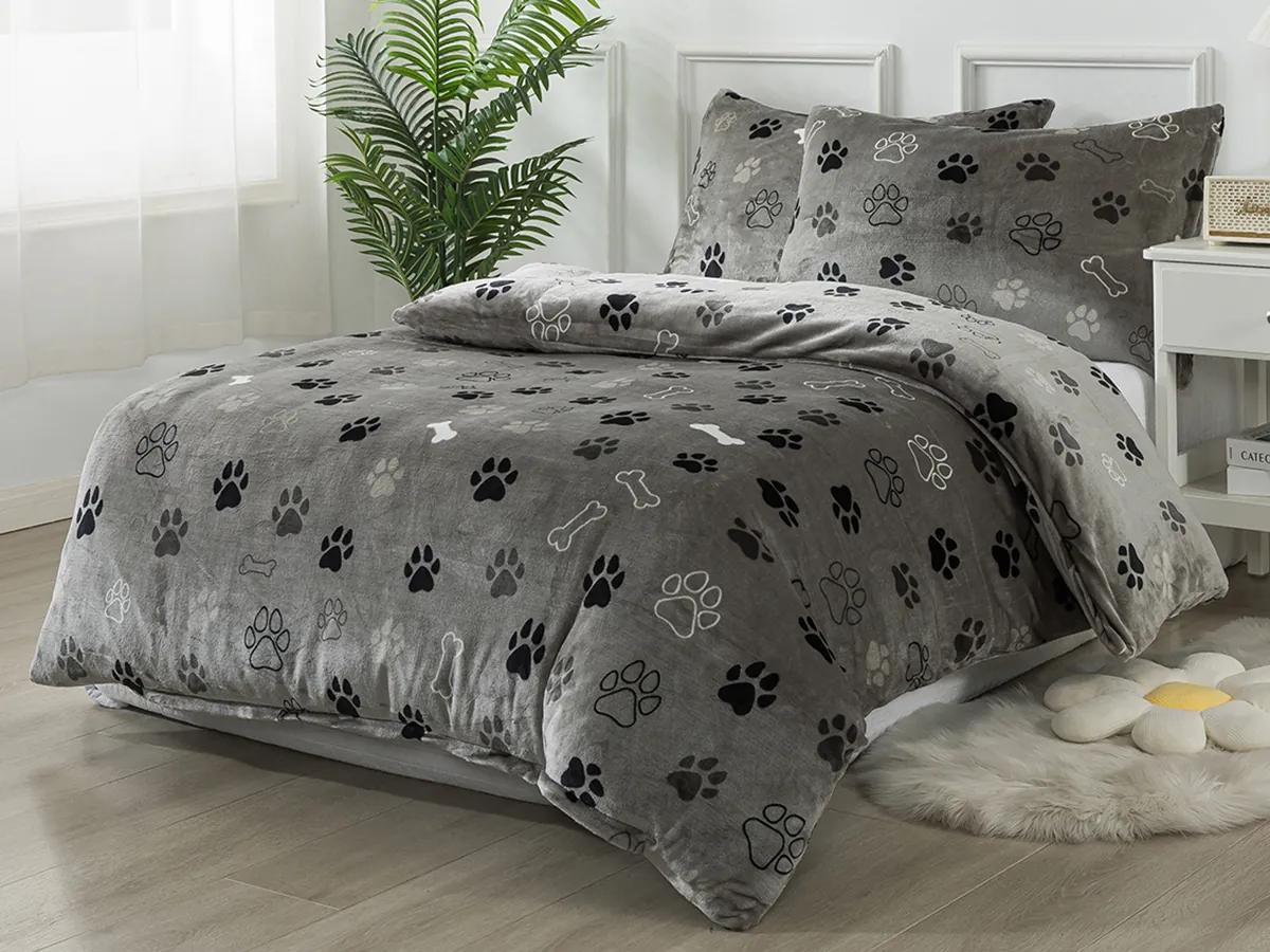 XPOSE® Predĺžené mikroplyšové obliečky LABKY Exclusive - sivé