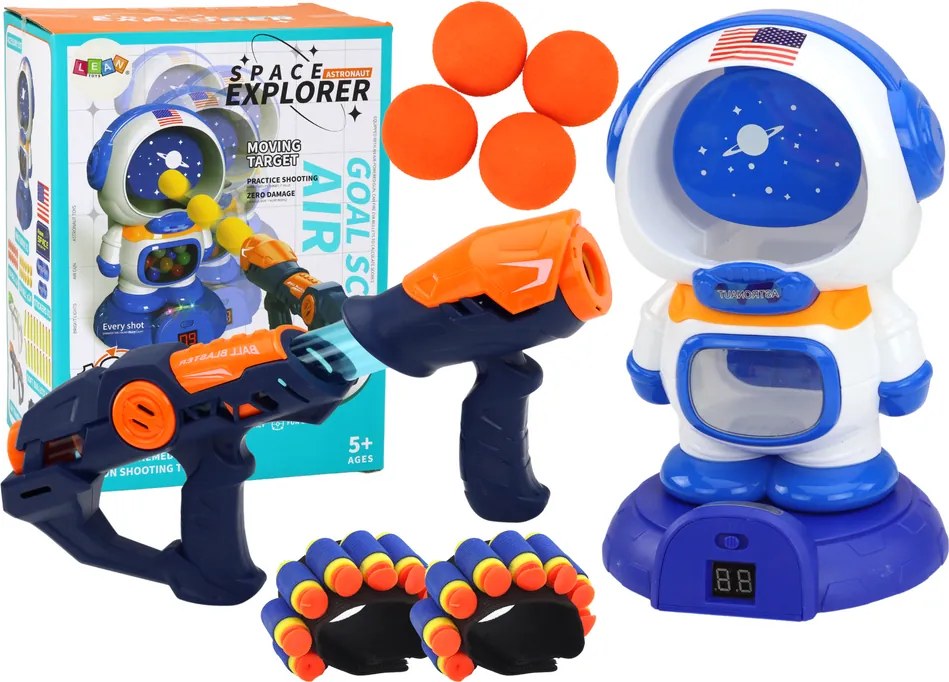 LEAN Toys Arkádová hra Streľba Astronaut 2 zbrane gule šípy
