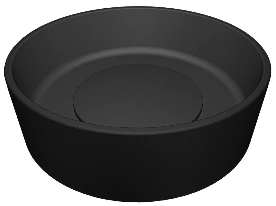 Laveo Perl, granitové umývadlo na dosku 360x360x115 mm, čierna, LAV-VGP1710T