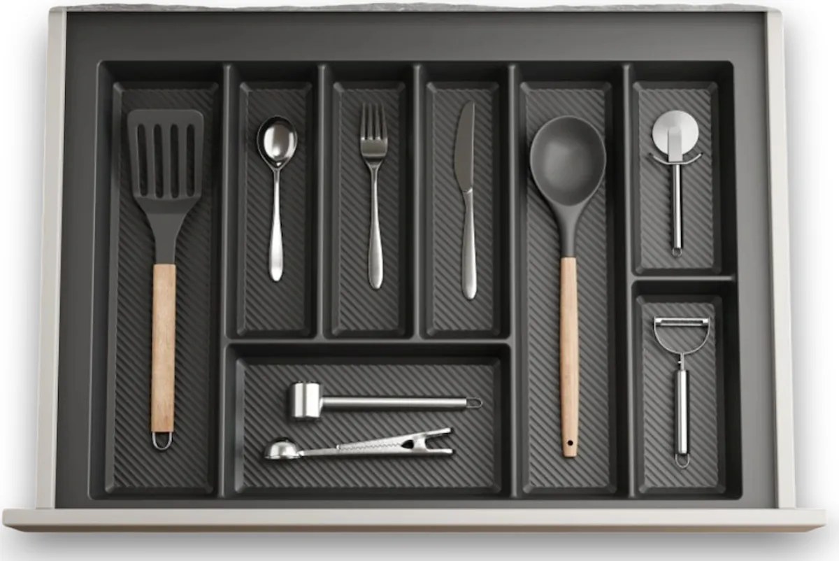 IN-DURO Príborník STRIPES 59 - 65 cm s hĺbkou 42 - 49 cm, antracit