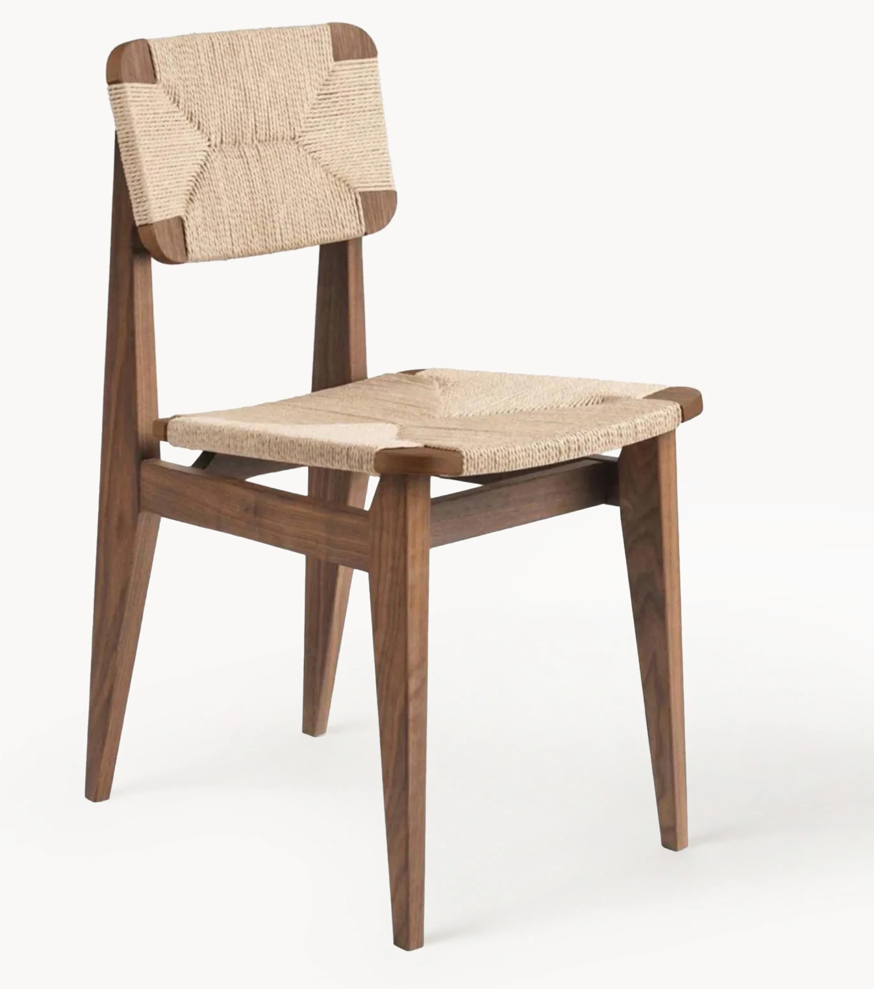 Jedálenská stolička z orechového dreva's tkaným sedadlom C-Chair