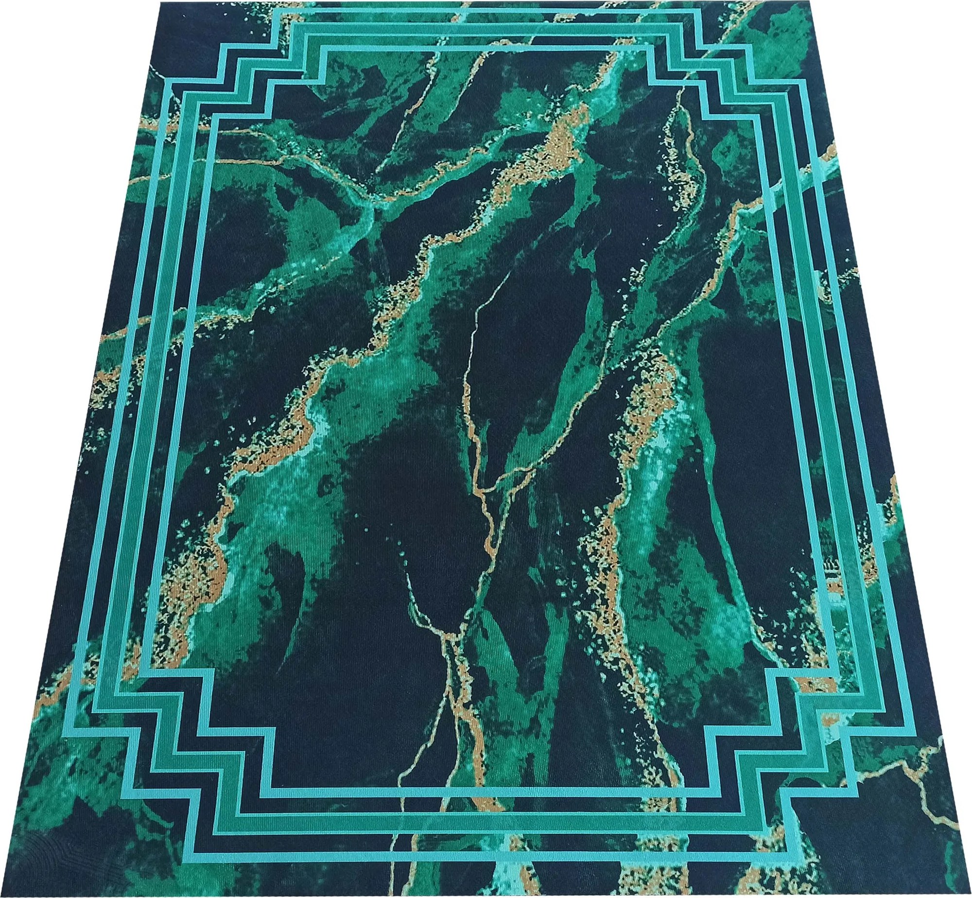 DY Zelený koberec s mramorovým vzorom Horeca-New 118 Rozmer: 80x150 cm