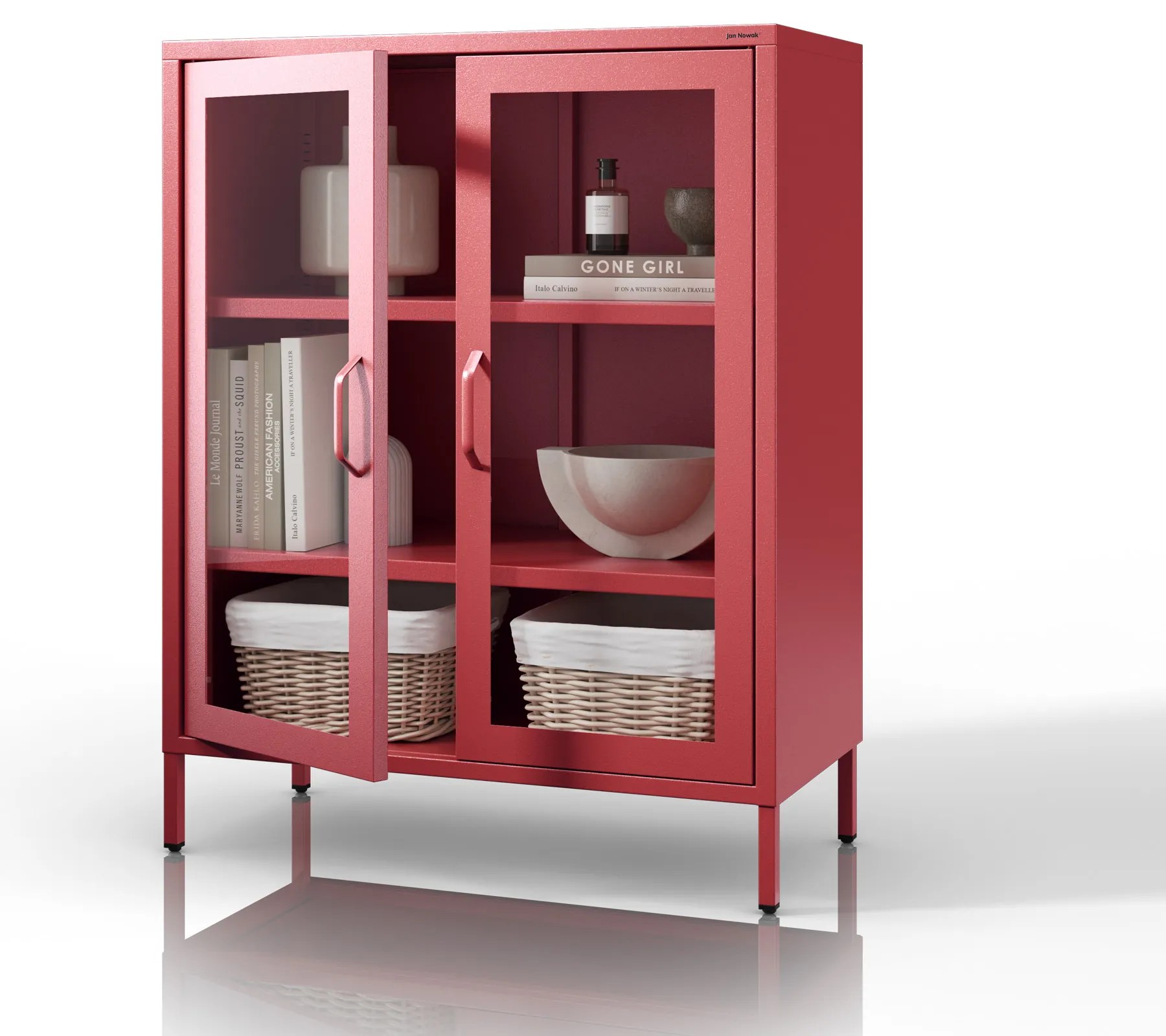 Vitrína GINA, 800 x 1015 x 400 mm, Modern: červená farba