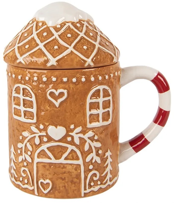 Hnedý keramický hrnček perníková chalúpka - 14*10*15 cm / 450 ml