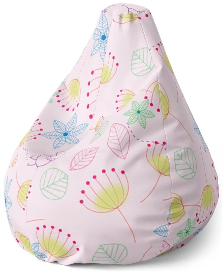Sedací vak Pear farebné obrázky, ružová