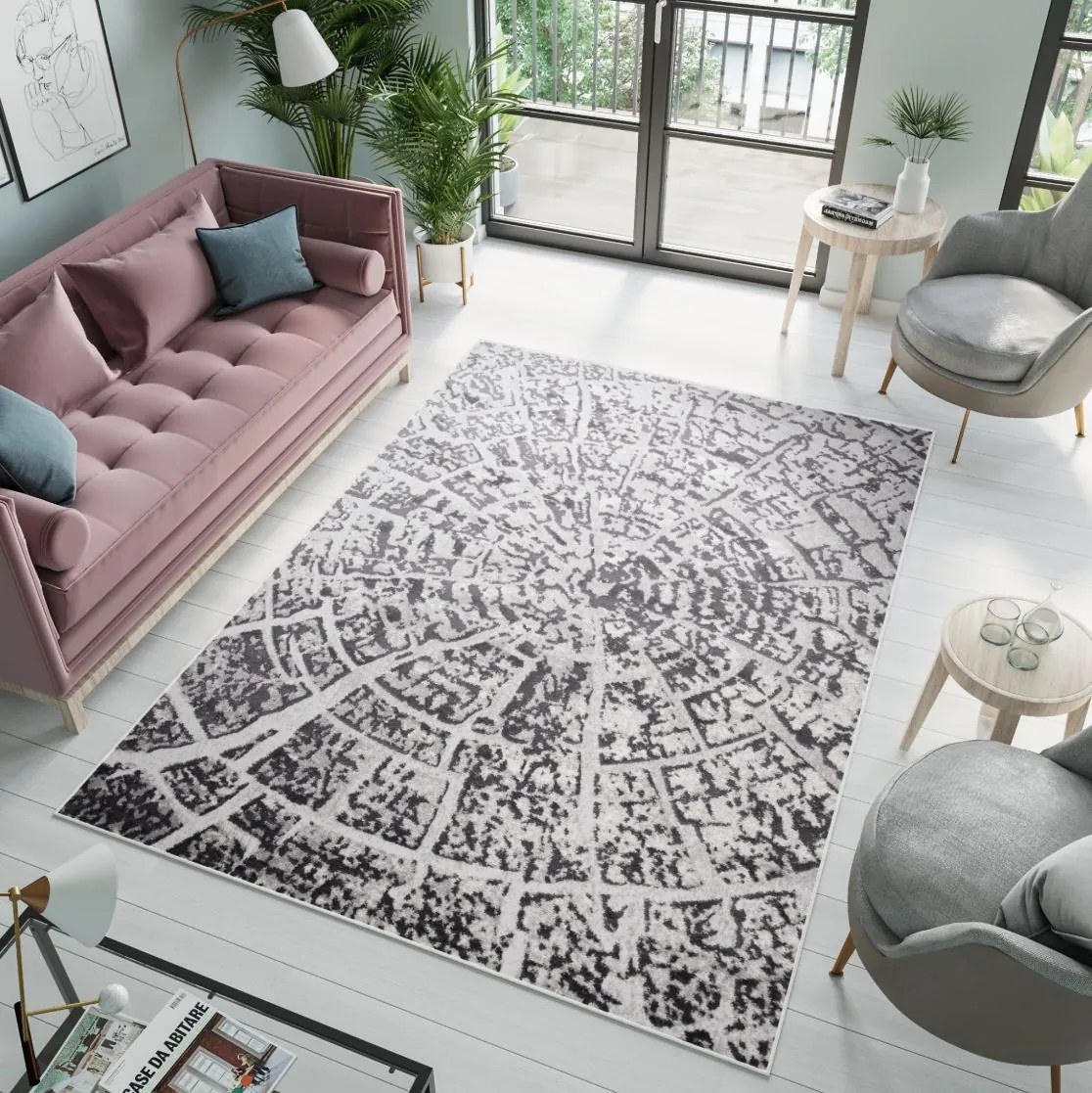 Kusový koberec SKY Log - šedý/tmavo šedý