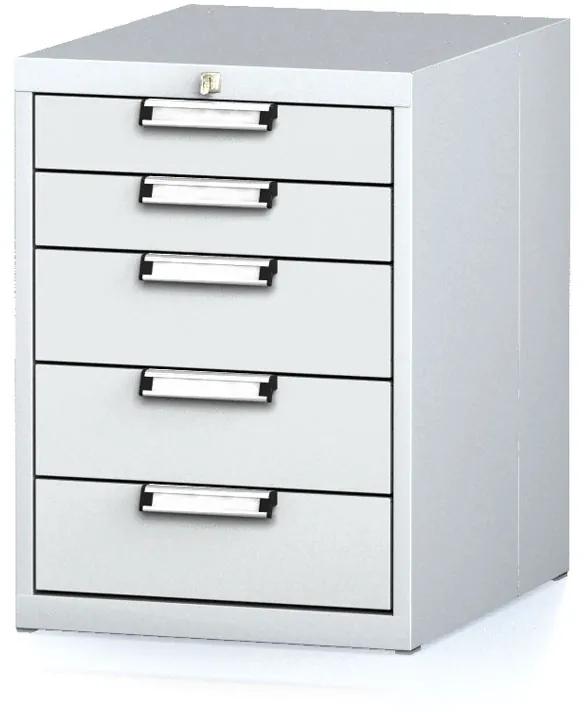 Alfa 3 Dielenský zásuvkový box na náradie MECHANIC, 5 zásuviek, 480 x 600 x 662 mm, sivé dvere