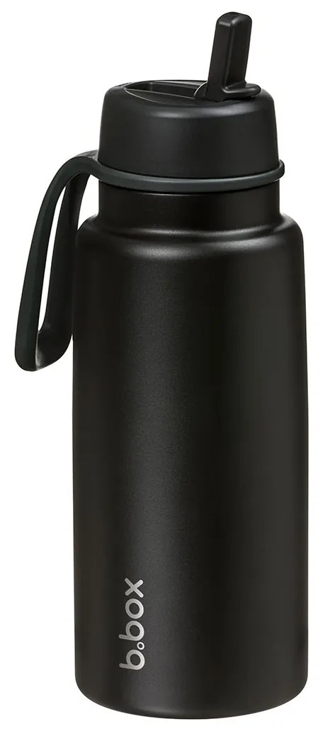 Antikorová termofľaša so slamkou 1 l - čierna