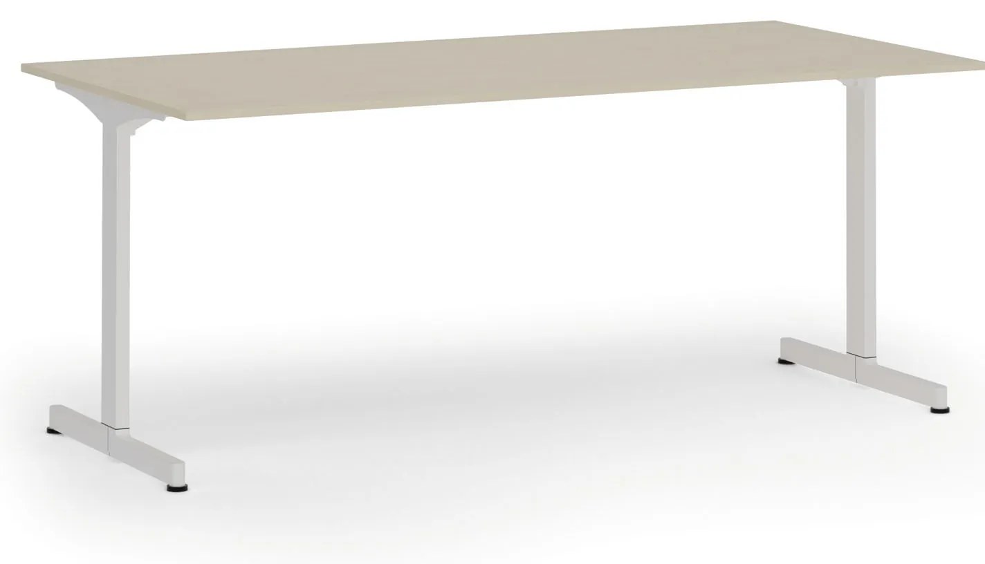 Kancelársky stôl PRIMO BETA, 180x90 cm, biela podnož, breza