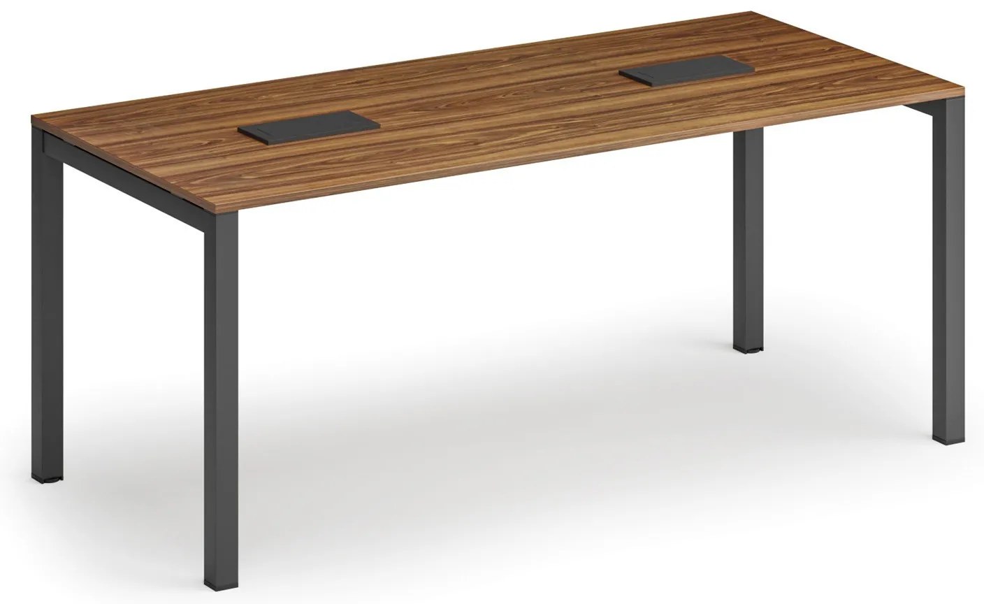 Rokovací stôl PRIMO SQUARE, 180x80 cm, orech + 2x stolná zásuvka TYP VI, čierna