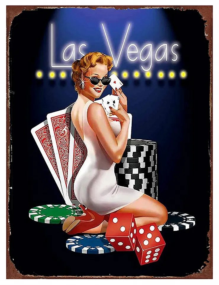 Nástenná kovová ceduľa Las Vegas - 25*1*33 cm