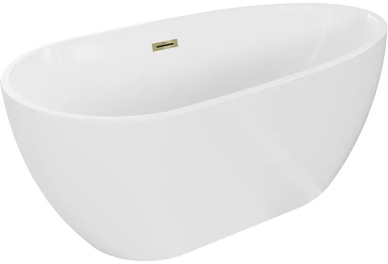 Mexen Eos, voľne stojaca vaňa 170 x 75 cm, biela, zlatý lesklý prepad, 52471707500-50