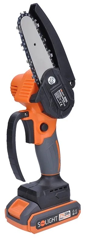 SOLIGHT Ručná akumulátorová píla, bezuhlíkový motor, lišta 100mm