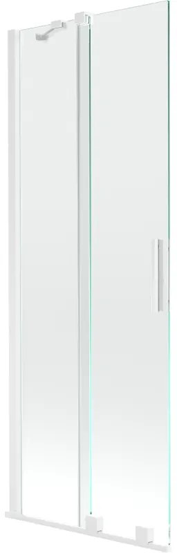 Mexen Velar, 2-krídlová posuvná vaňová zástena 75 x 150 cm, 8mm číre sklo, biely profil, 896-075-000-01-20