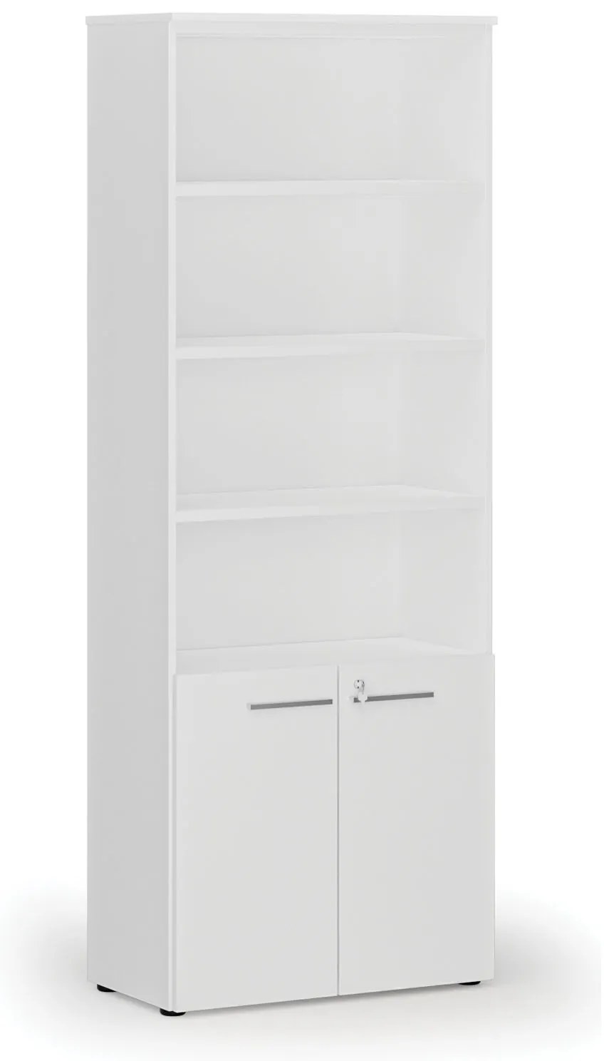 Kombinovaná kancelárska skriňa PRIMO WHITE, dvere na 2 poschodia, 800 x 420 x 2128 mm, biela