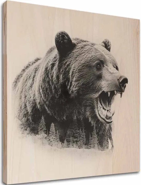 Obraz na dreve Björn - Strážca škandinávskych lesov