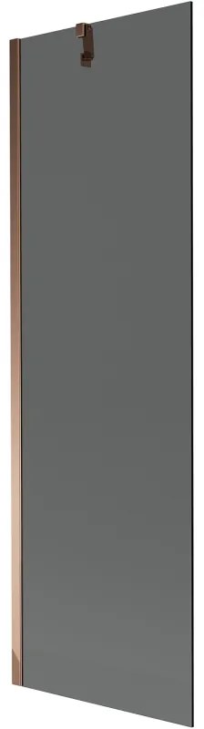 Mexen Next, vaňová zástena 1-krídlová 60 x 150 cm, fixné krídlo, 6 mm šedé sklo, ružové zlato profil, 895-060-000-00-40-60
