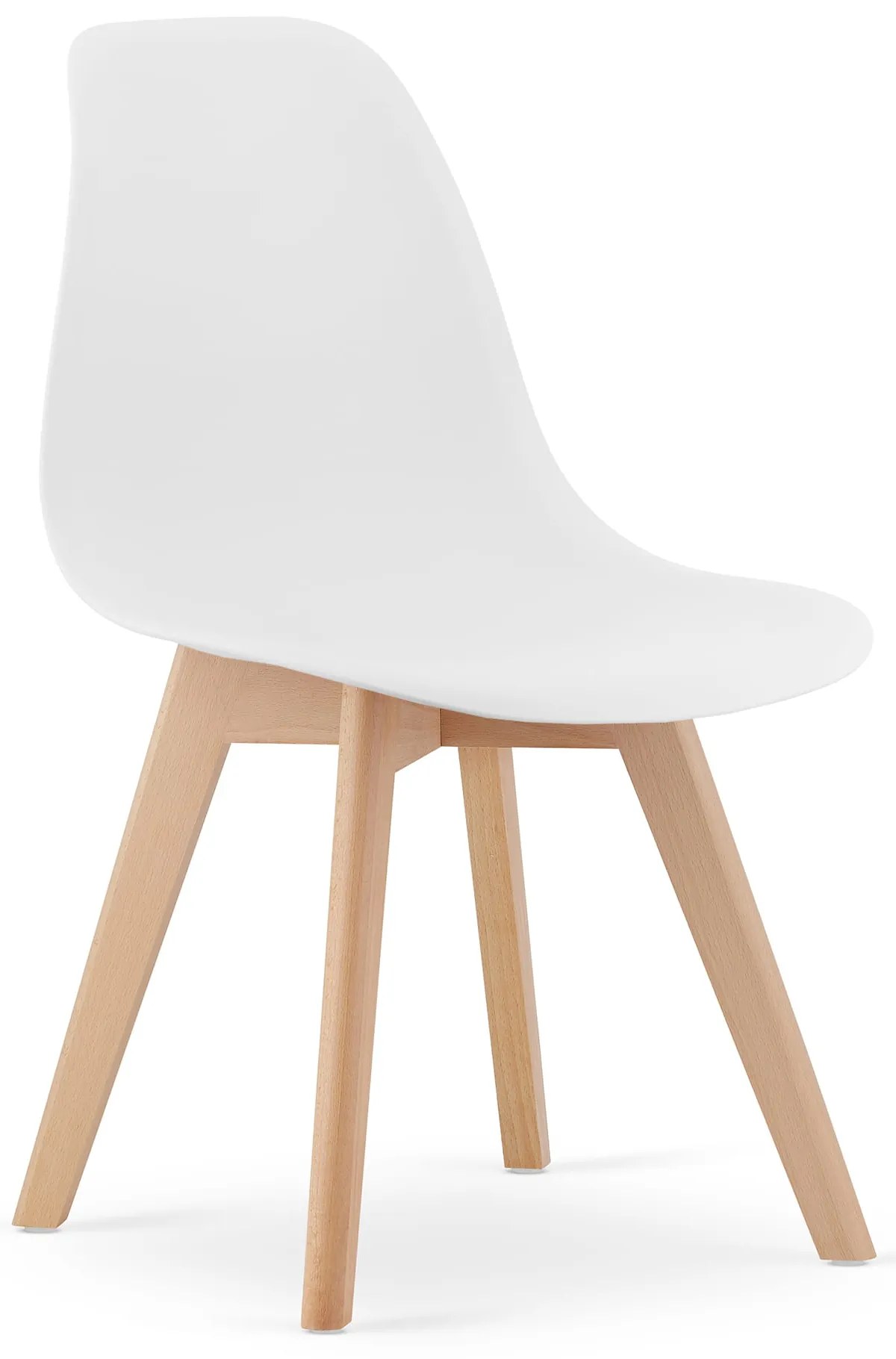 Biela stolička KITO s bukovými nohami