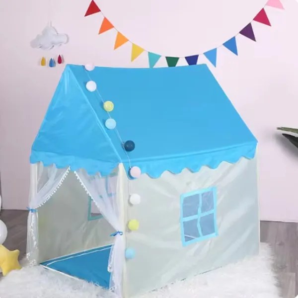 Kruzzel 22653 Detský stan so svetielkami modrý