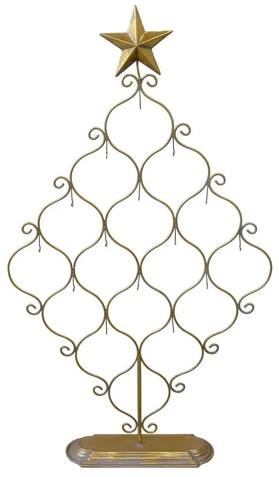 Bronzový antik kovový stojan s hviezdou na vianočné ozdoby - 60*13*106 cm