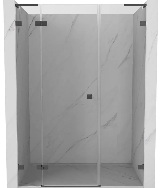 Mexen Lunar L, ľavé otočné sprchové dvere 120 cm, 8mm číre sklo, brúsený grafit profil, 834SL-120-050-66-00-L