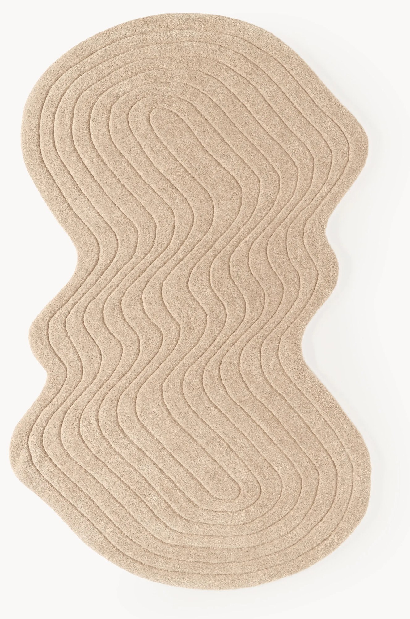 Ručne tuftovaný vlnený koberec v organickom tvare Aliza