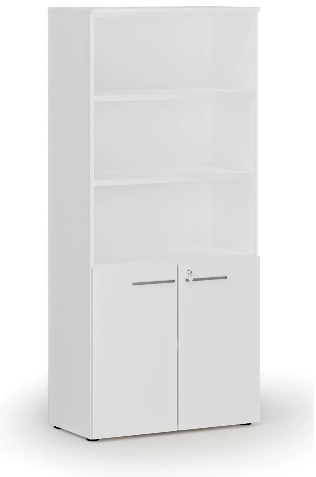 Kombinovaná kancelárska skriňa PRIMO WHITE, dvere na 2 poschodia, 800 x 420 x 1781 mm, biela