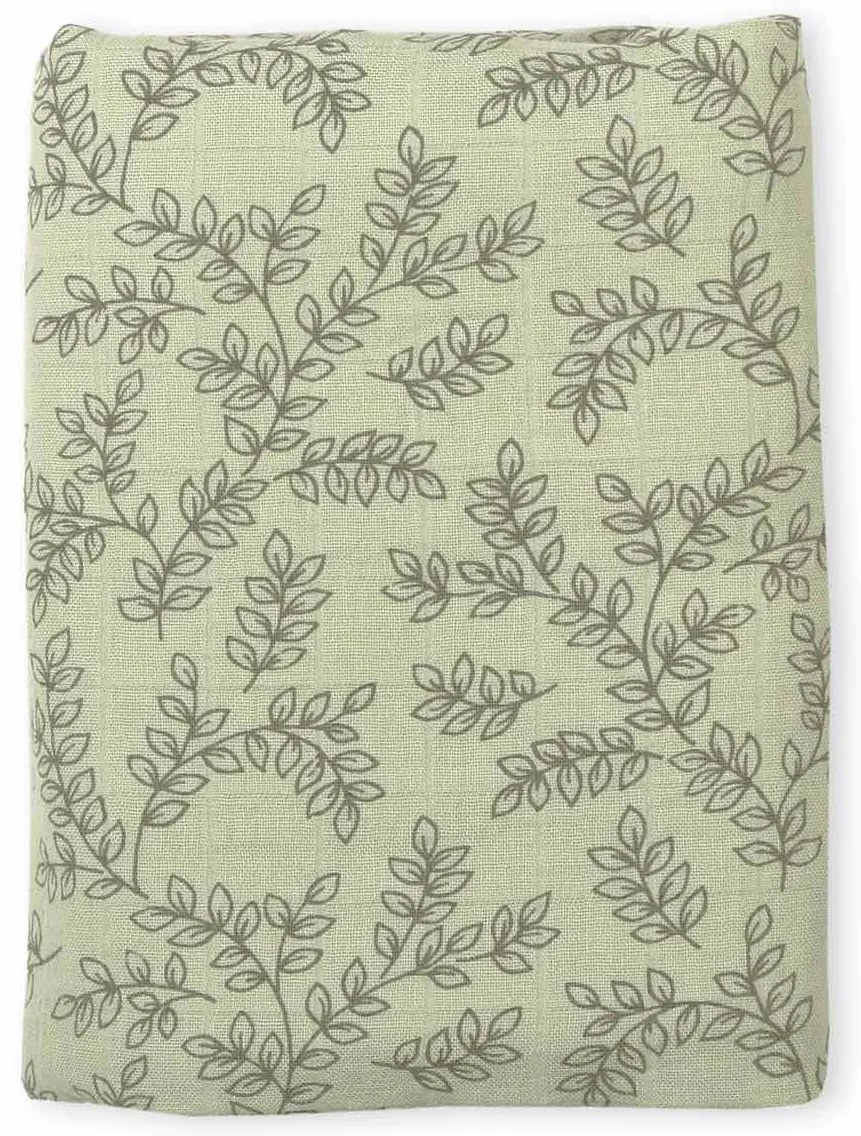 A Little Lovely Company - Mušelínová osuška XL, leaves - sage