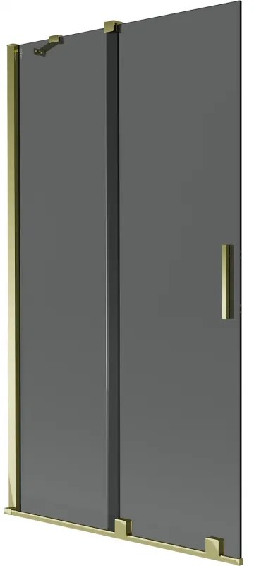 Mexen Velar, 2-krídlová posuvná vaňová zástena 100 x 150 cm, 8mm šedé sklo, zlatá lesklá, 896-100-000-41-50