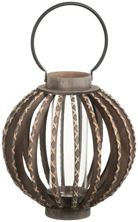 Hnedá drevená lampáš hurricane - Ø36 * 56 cm