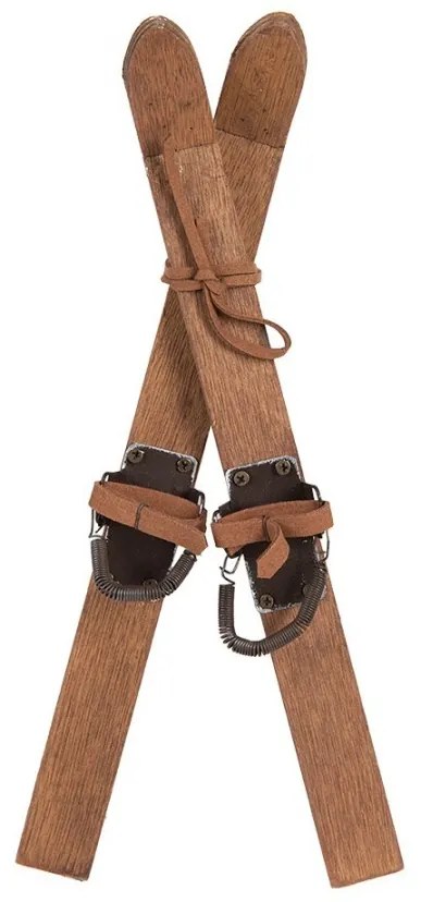 Hnedá antikdrevená dekorácia starej lyže - 11*4*28 cm