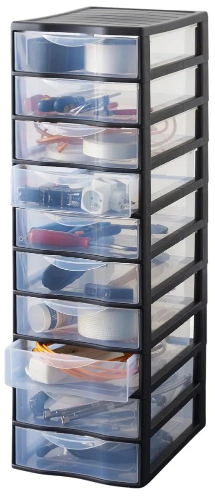 Úložný box s 10 zásuvkami, antracit, OFFICEMIX A4 10A