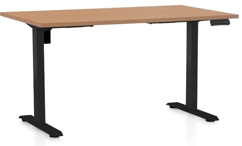 Výškovo nastaviteľný stôl OfficeTech B, 120 x 80 cm, čierna podnož, buk