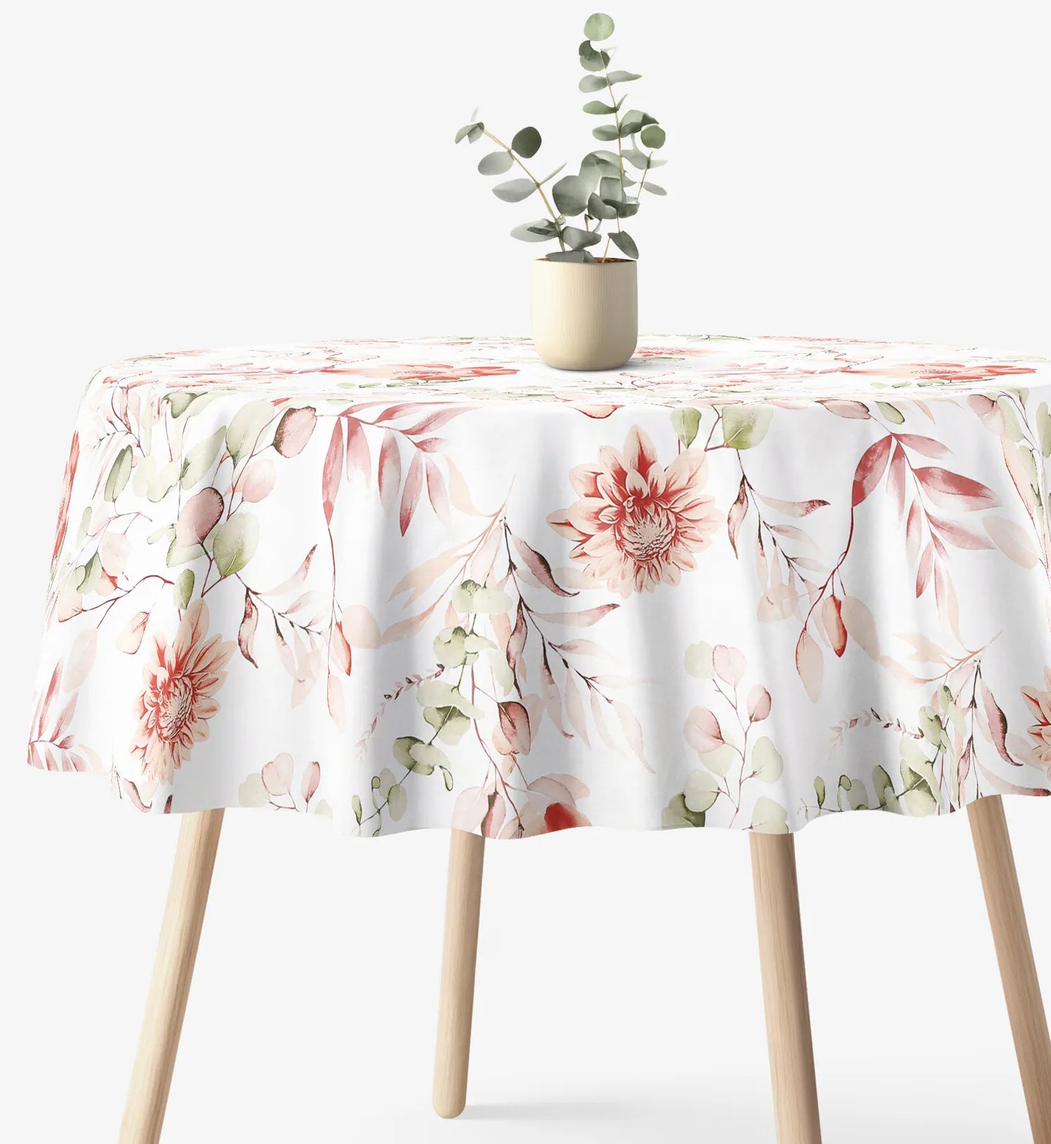Goldea okrúhly obrus 100% bavlnené plátno deluxe - akvarelové kvety Ø 100 cm