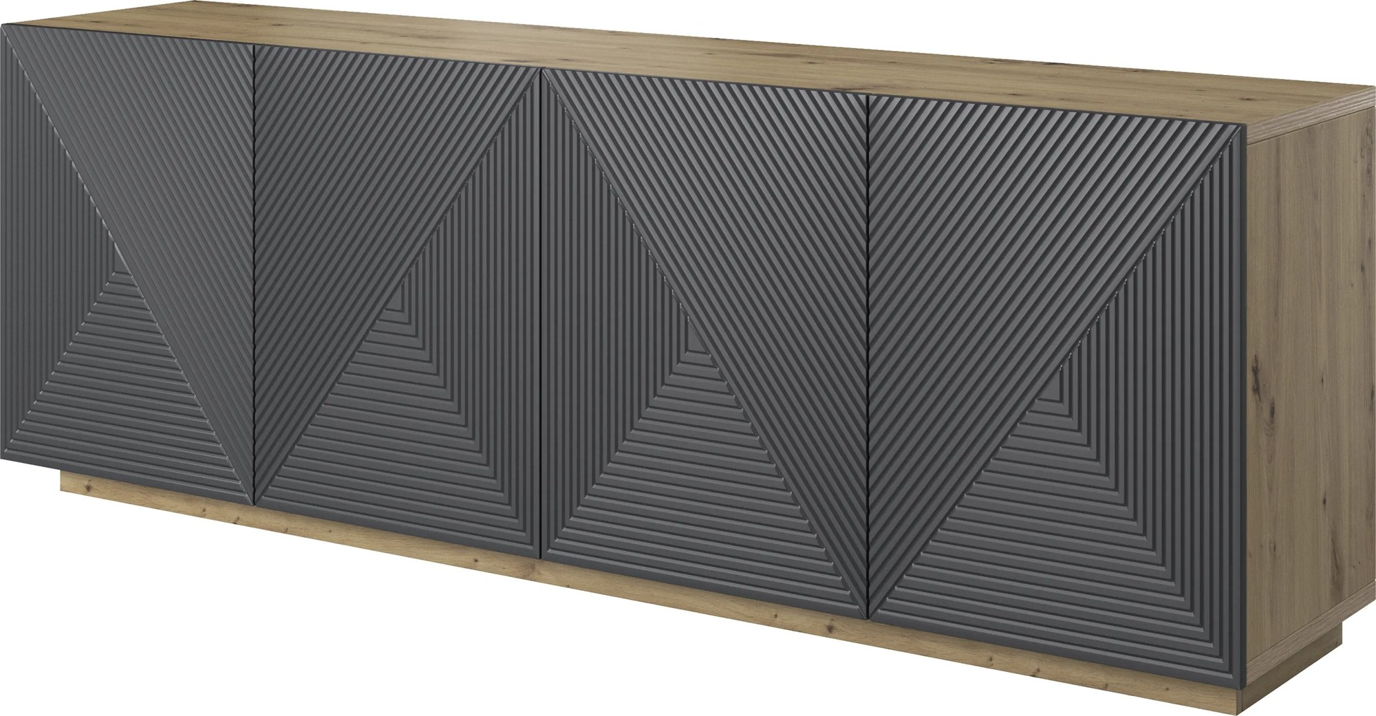 Štvordverová komoda Asha 200 cm - artisan / matný rivier stone