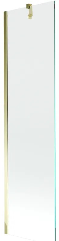 Mexen Next, vaňová zástena 1-krídlová 50 x 150 cm, fixné krídlo, 6 mm číre sklo, zlatý profil, 895-050-000-00-00-50
