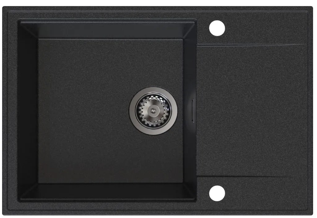 Sink Quality Sink55, kuchynský granitový drez 680x460x215 mm + grafitový sifón, grafitová, SKQ-SINK.G.1KDO.XB