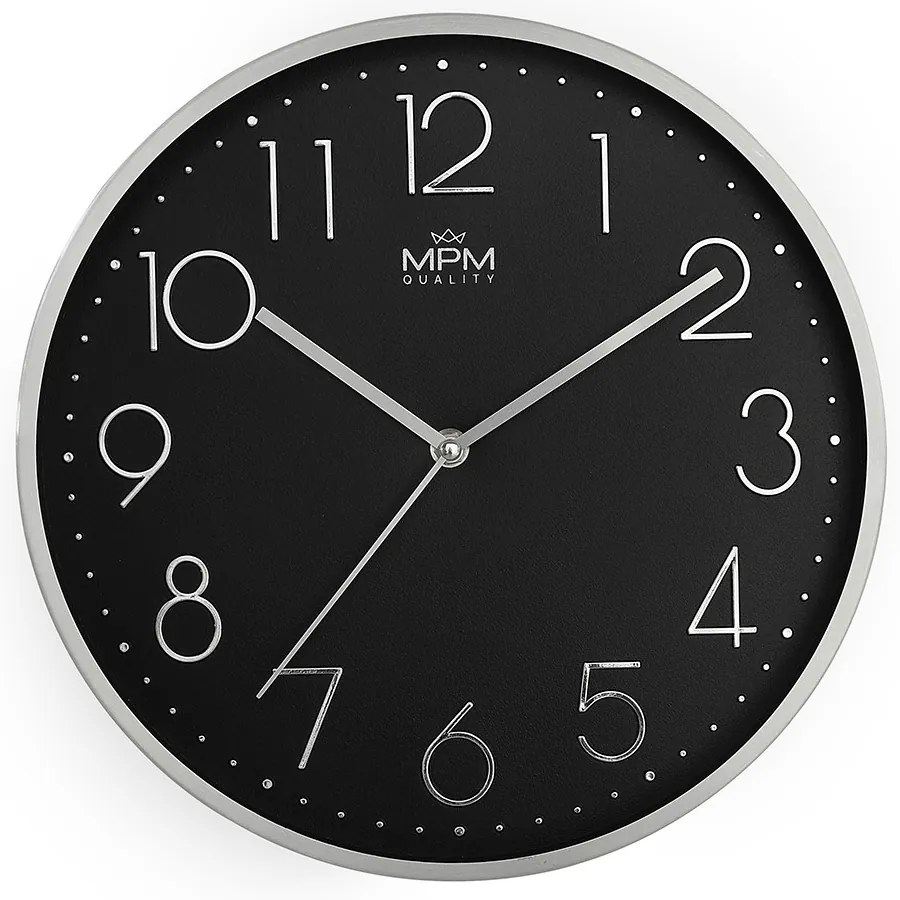 Kovové hodiny čierne MPM Metallic Elegance ∅ 300 × 40 mm