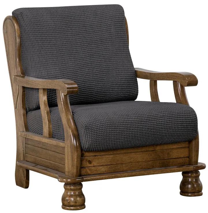 Super strečové poťahy NIAGARA antracitová kreslo s drevenými rúčkami (š. 50 - 80 cm)