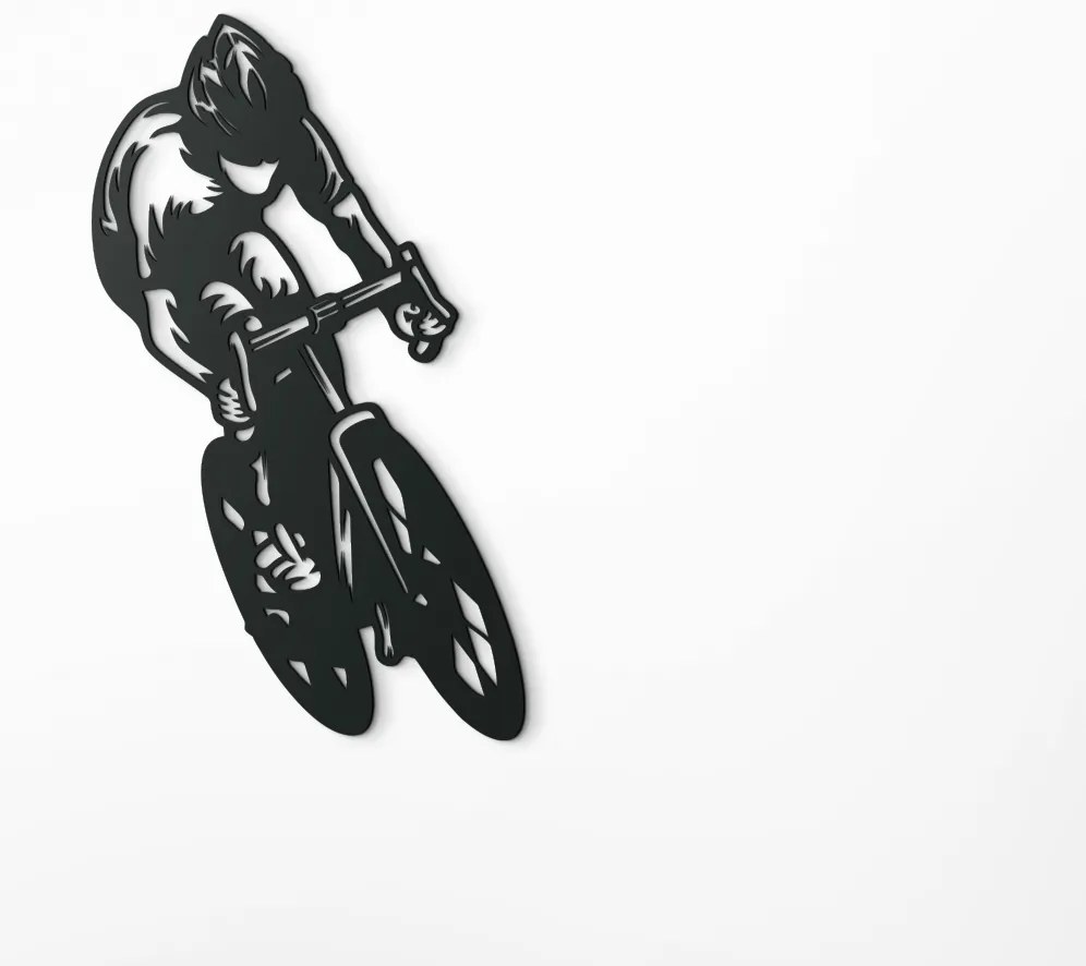 drevko Drevená nálepka na stenu Cyklista Rozmer obrazu: 44,5 x 26,5 cm, Farba dekorácie: Čierna
