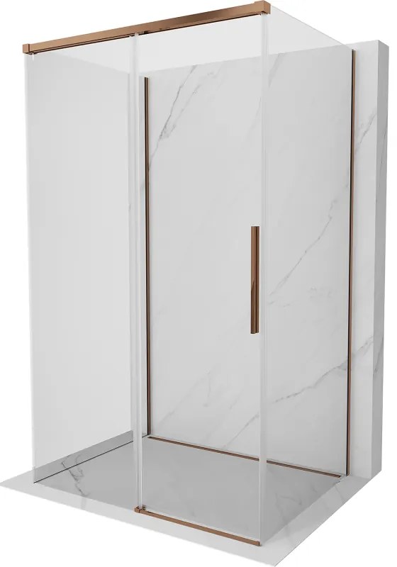 Mexen Rox-3S, 3-stenný sprchový kút 135 x 70 cm, 8mm číre sklo, ružové zlato profil, 8C2-135-070-60-00-3S