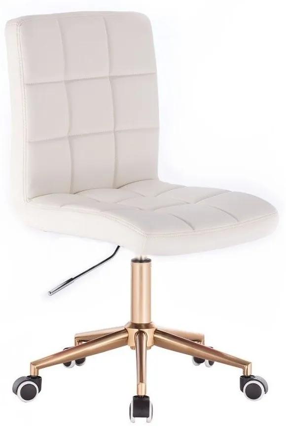 LuxuryForm DESIGN Stolička TOLEDO na zlatej podstave s kolieskami - biela