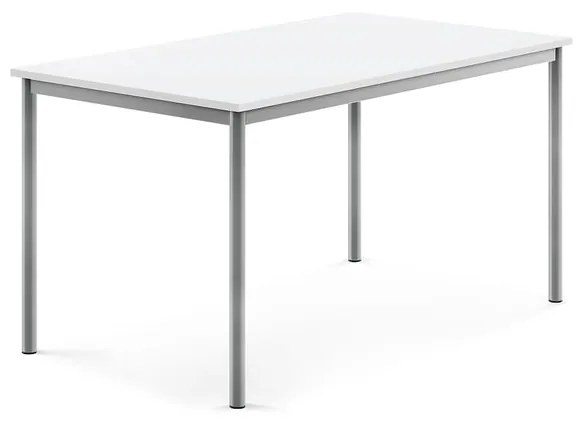 Stôl SONITUS, 1400x800x720 mm, HPL - biela, strieborná