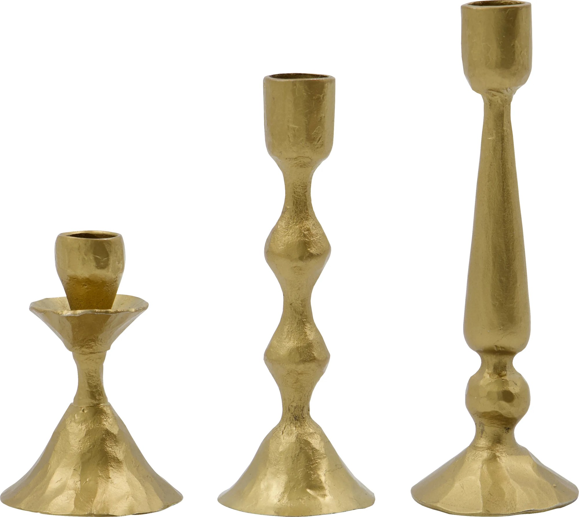 Svietniky na klasické sviečky Castle, starožitná mosadz, 3 ks