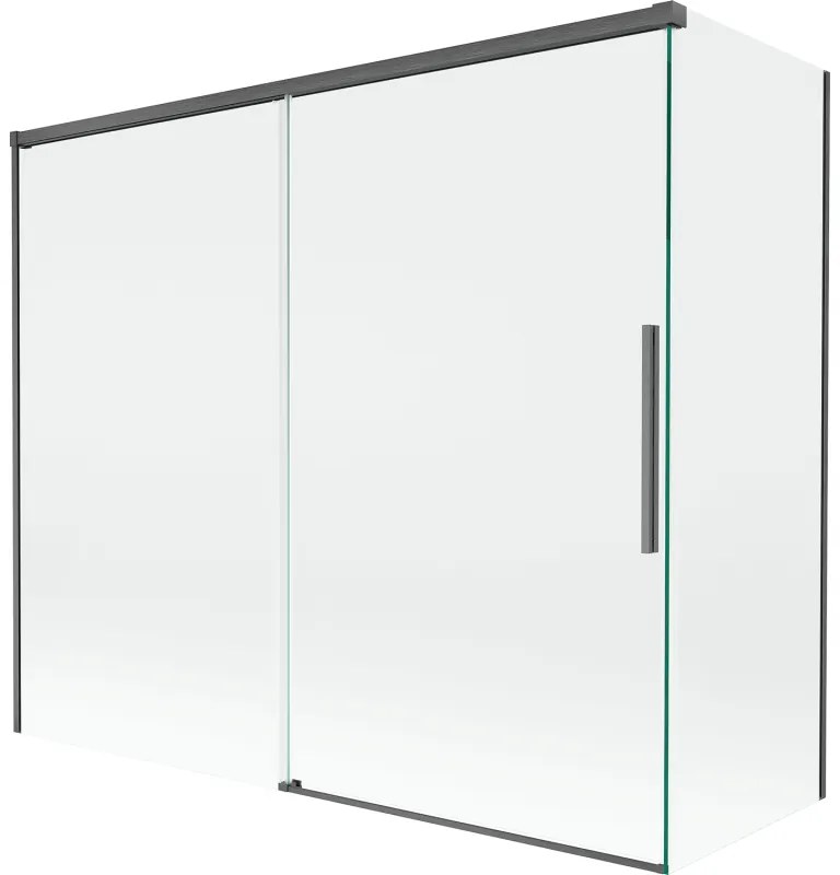 Mexen Rox, 2-krídlová posuvná vaňová zástena 180 + 80 x 150 cm, 8mm číre sklo, brúsený grafit profil, 8C9-180-080-66-00