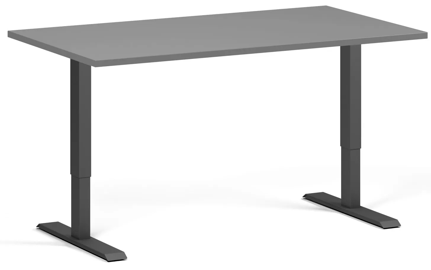 Výškovo nastaviteľný stôl, 140x80 cm, 1 motor, čierna podnož, grafit