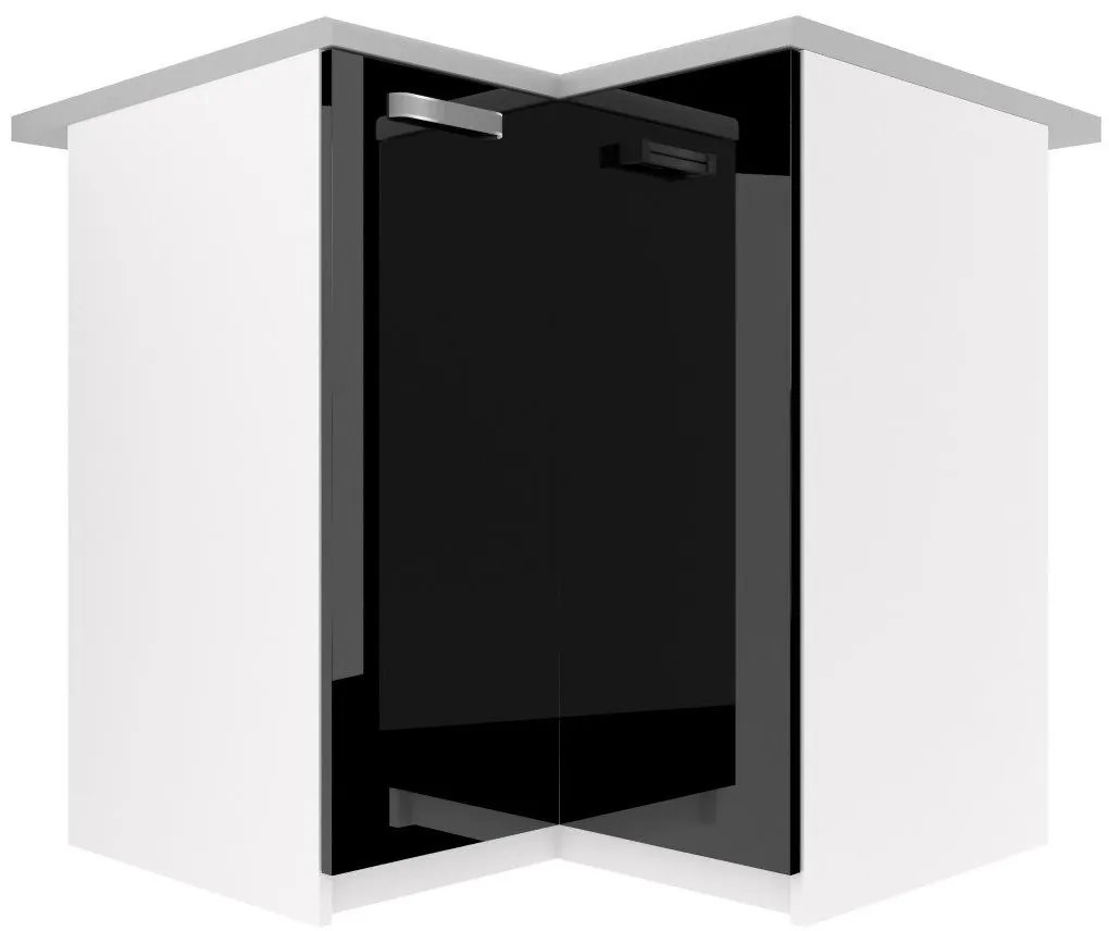 Kuchynská skrinka Belini spodná rohová 90 cm čierny lesk s pracovnou doskou INF SNP90/1/WT/B/0/F