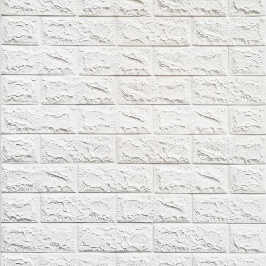 Samolepiace penové 3D panely 0002, rozmer 70 x 77 cm, tehla biela, IMPOL TRADE